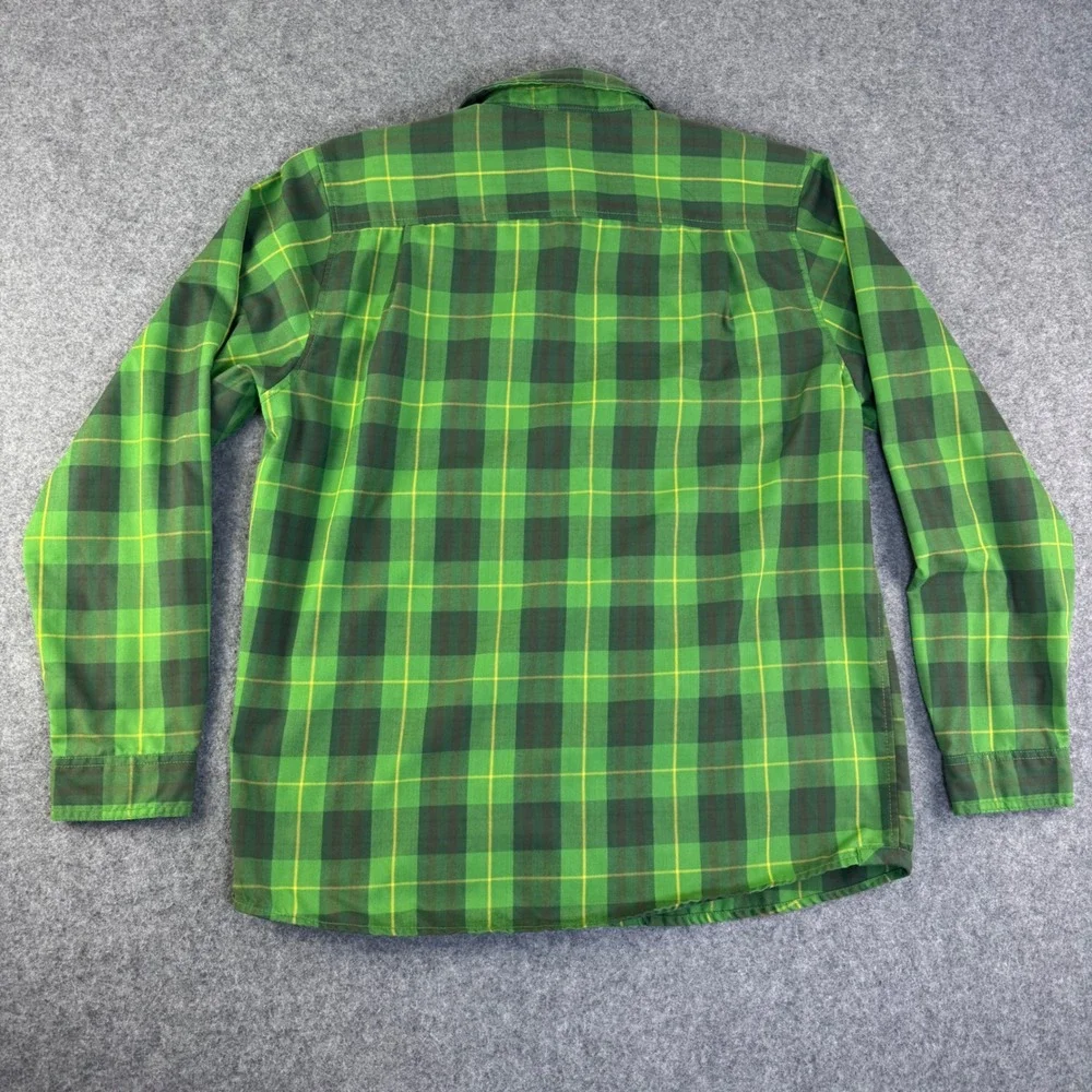 The North Face Mens Large Green Yellow Plaid Snap Front Long Sleeve Shirt L